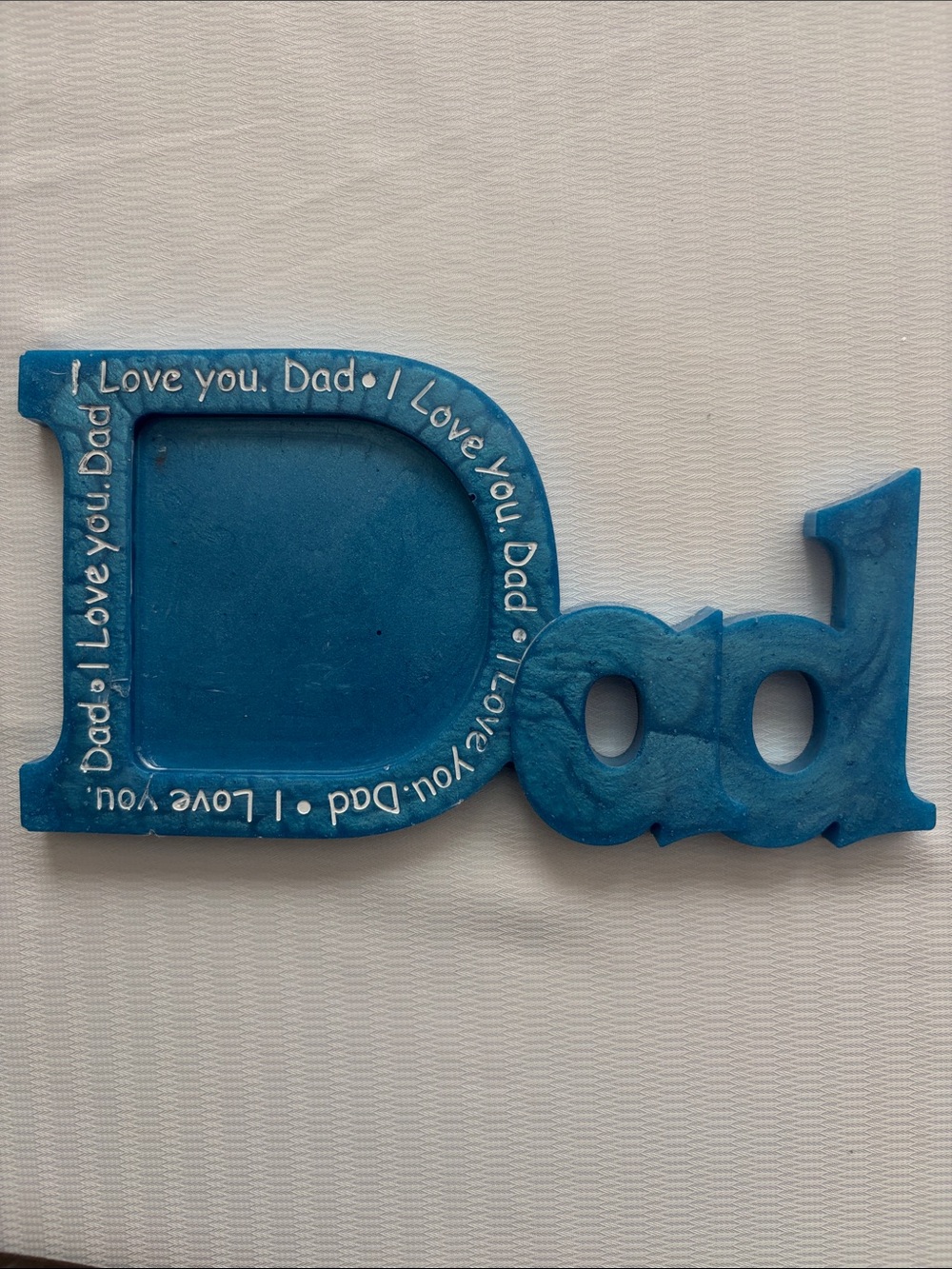 Handcrafted resin Blue 'Dad' Picture Frame - I Love You Dad 4.55”x 8.22”